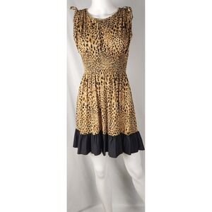 VTG Y2K/Indie/Edgy/Grunge Cheetah Print Smocked Waist Mini Dress S